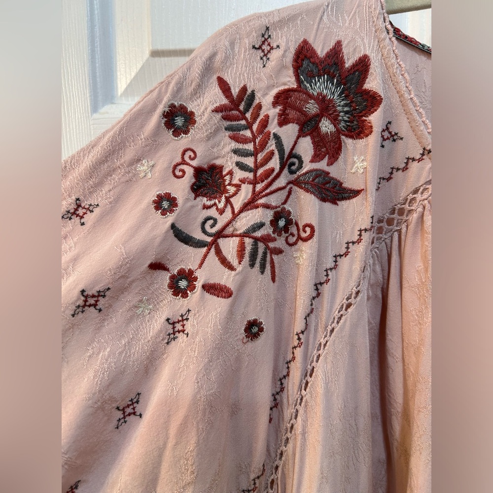 Knox Rose Whimsical Embroidered Peasant Blouse Sz S Peasant Cottagecore Boho - Picture 4 of 10